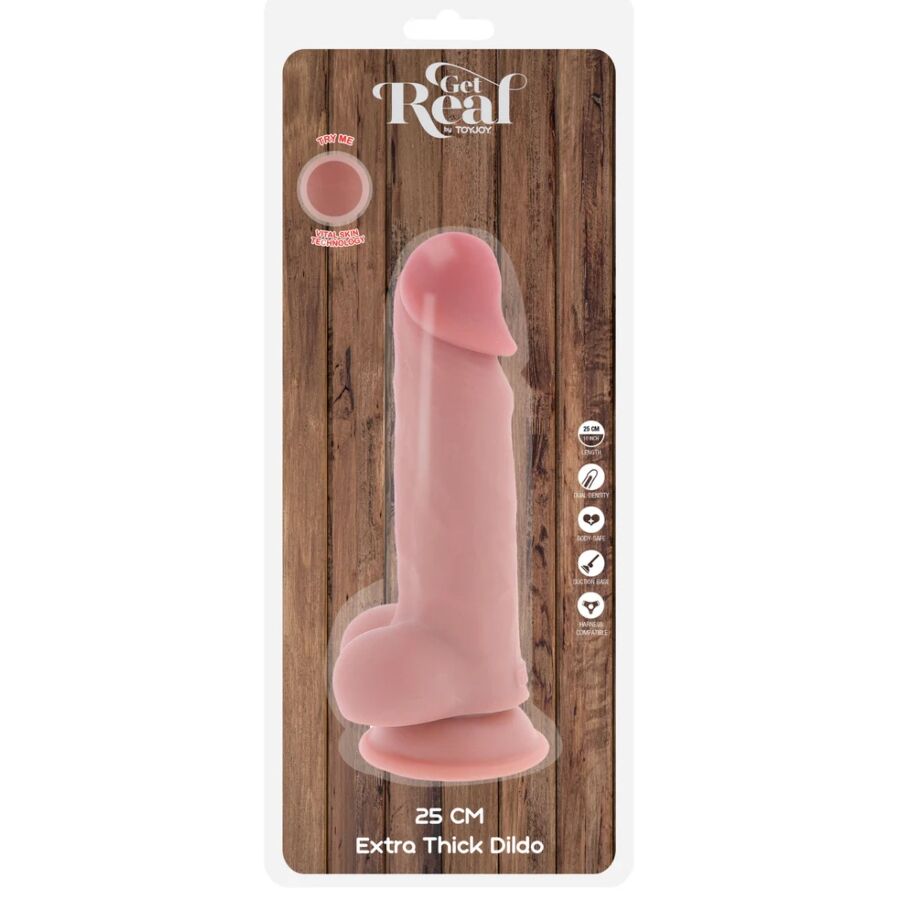 GET REAL - PÊNIS REALISTA DE LUXO COM TESTÍCULOS EXTRA GROSSOS DE 25 CM
