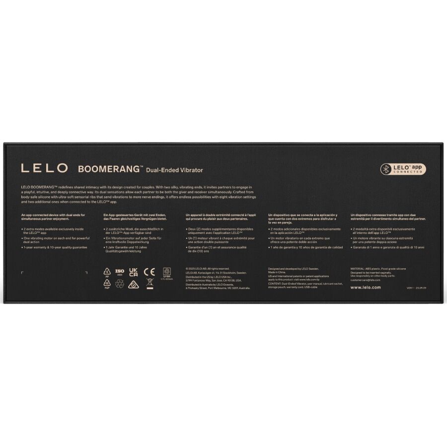 LELO - BOOMERANG VIBRADOR DE PONTA DUPLA VERMELHO CORAL