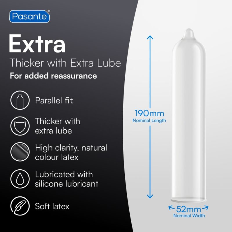 PASANTE - EXTRA PRESERVATIVOS EXTRA GROSSOS COM LUBRIFICAÇÃO ADICIONAL 3 UNIDADES