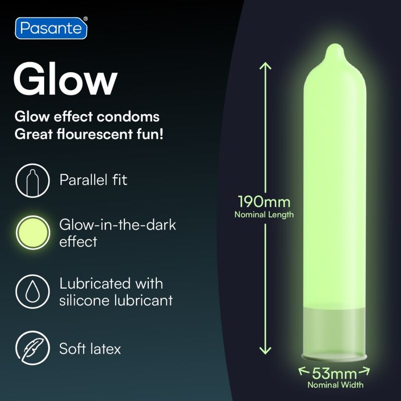 PASANTE - SACO DE PRESERVATIVOS GLOW 144 UNIDADES