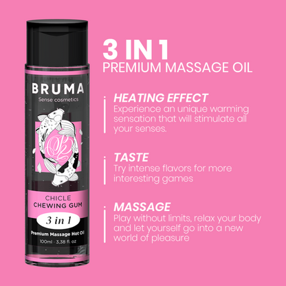 BRUMA - ÓLEO DE MASSAGEM PREMIUM EFEITO CALOR SABORES 3 EM 1 - 100 ML