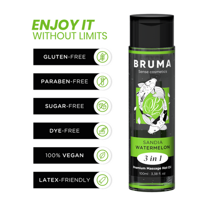 BRUMA - ÓLEO DE MASSAGEM PREMIUM EFEITO CALOR SABORES 3 EM 1 - 100 ML