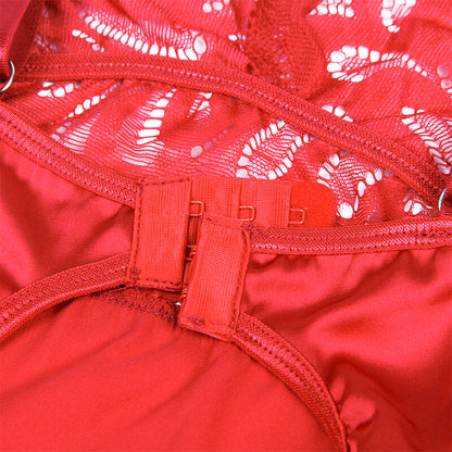 SUBBLIME - BABYDOLL DE CETIM COM RENDA VERMELHA S/M
