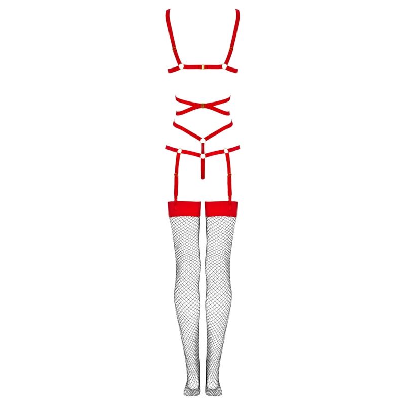 LIVCO CORSETTI FASHION - THIARA LC 20213 CONJUNTO CORPO + MEIAS VERMELHA L/XL