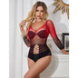 SUBBLIME - VESTIDO DE REDE ELSTICA DE MANGA LONGA COM DEGRADÊ VERMELHO E PRETO TAMANHO ÚNICO