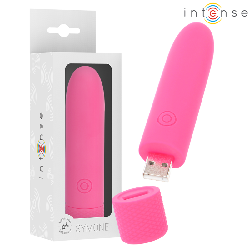 NTENSE - SYMONE USB RECARREGÁVEL VIBRATÓRIA BULLET 8 VIBRAÇÕES 10 X 2,2 CM