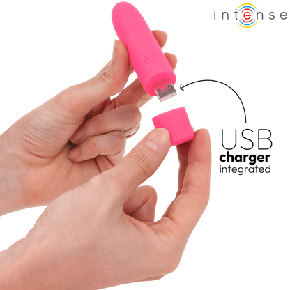 NTENSE - SYMONE USB RECARREGÁVEL VIBRATÓRIA BULLET 8 VIBRAÇÕES 10 X 2,2 CM
