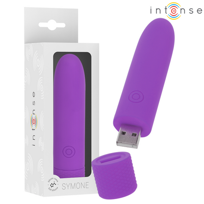 NTENSE - SYMONE USB RECARREGÁVEL VIBRATÓRIA BULLET 8 VIBRAÇÕES 10 X 2,2 CM