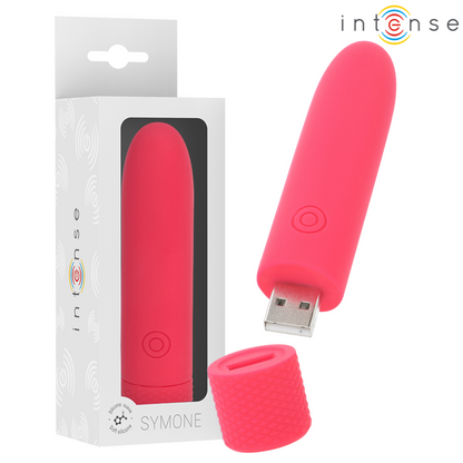 NTENSE - SYMONE USB RECARREGÁVEL VIBRATÓRIA BULLET 8 VIBRAÇÕES 10 X 2,2 CM