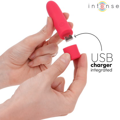 NTENSE - SYMONE USB RECARREGÁVEL VIBRATÓRIA BULLET 8 VIBRAÇÕES 10 X 2,2 CM