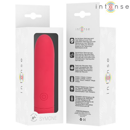 NTENSE - SYMONE USB RECARREGÁVEL VIBRATÓRIA BULLET 8 VIBRAÇÕES 10 X 2,2 CM