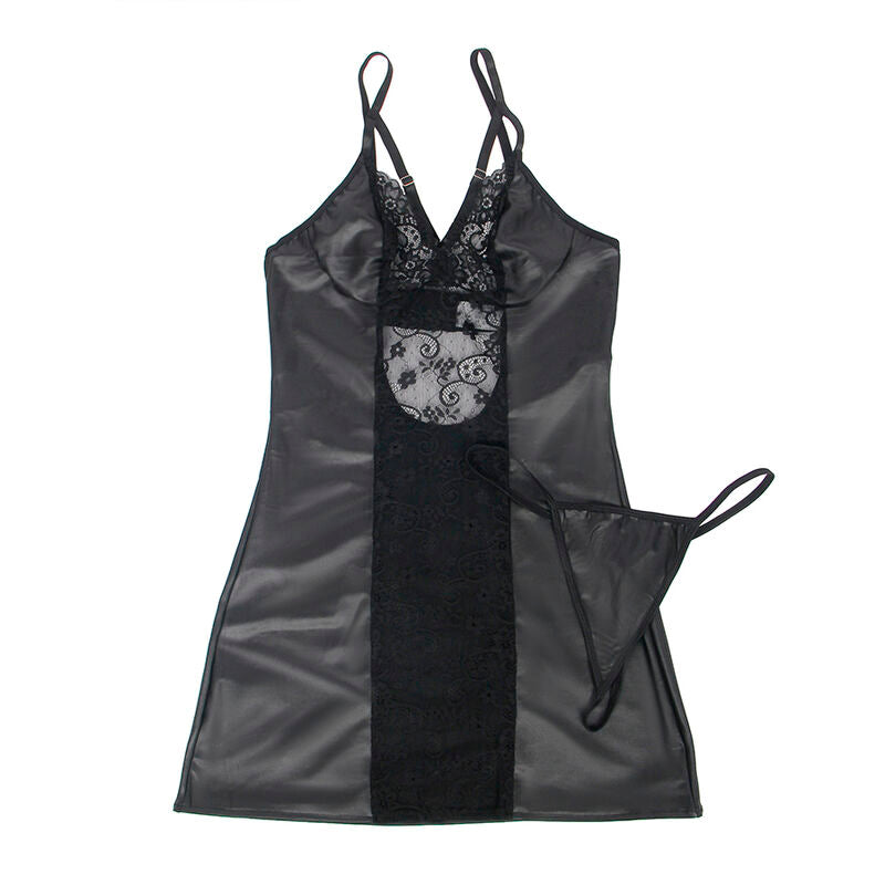 SUBBLIME - VESTIDO + TANGA COURO PRETO