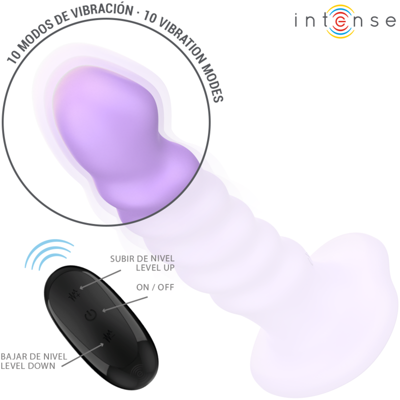INTENSE - VIBRADOR BRENDA TAMANHO M DESIGN ESPIRAL 10 VIBRAÇÕES ROXO CONTROLE REMOTO
