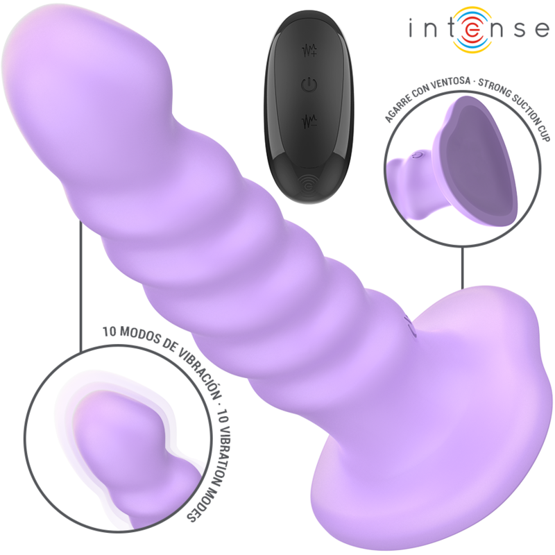 INTENSE - VIBRADOR BRENDA TAMANHO M DESIGN ESPIRAL 10 VIBRAÇÕES ROXO CONTROLE REMOTO