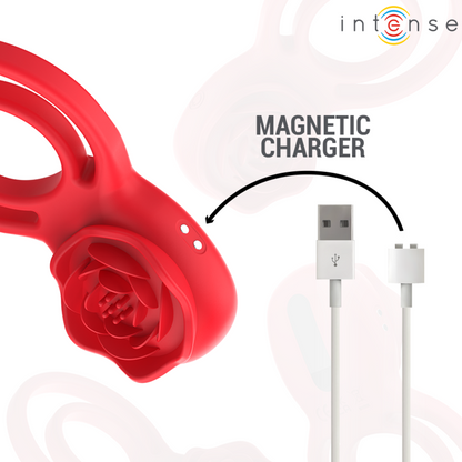 INTENSE - ESTIMULADOR GAIL ROSE 10 VIBRAÇÕES VERMELHO CONTROLE REMOTO
