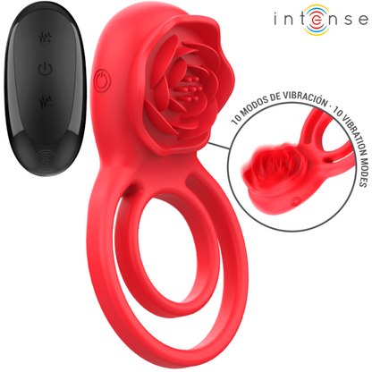 INTENSE - ESTIMULADOR GAIL ROSE 10 VIBRAÇÕES VERMELHO CONTROLE REMOTO