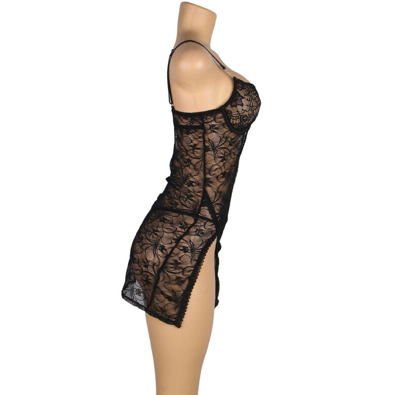 SUBBLIME - BABYDOLL DE RENDA COM ALÇAS AJUSTÁVEIS PRETO
