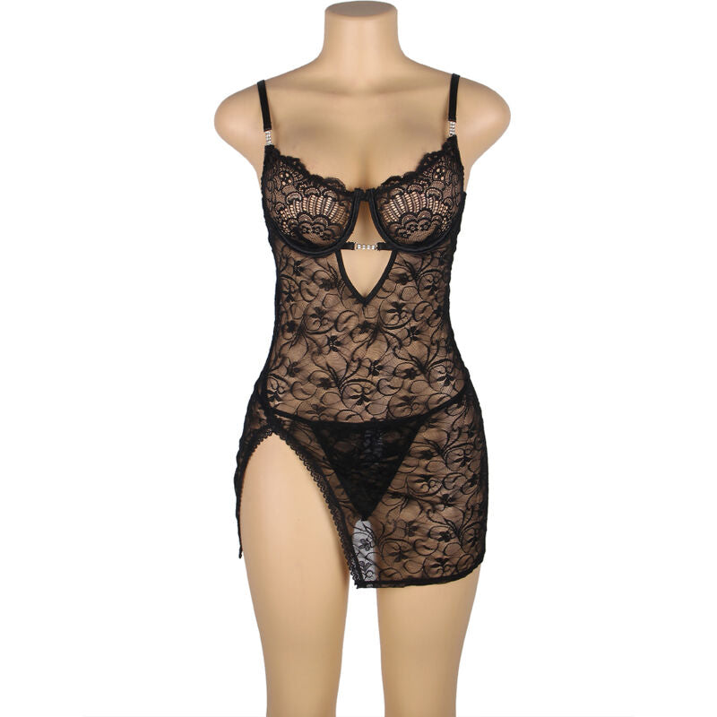 SUBBLIME - BABYDOLL DE RENDA COM ALÇAS AJUSTÁVEIS PRETO