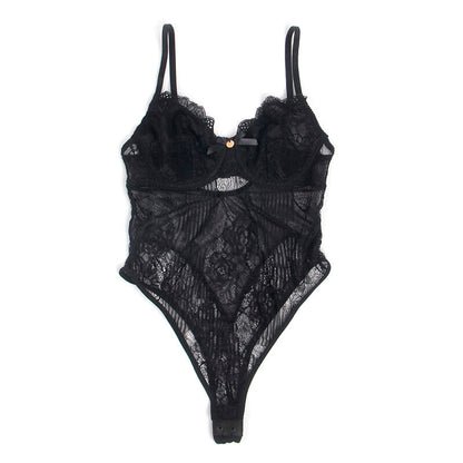 SUBBLIME - 955618 BODYSUIT DE RENDA COM FECHO DE BAIXO PRETO S/M