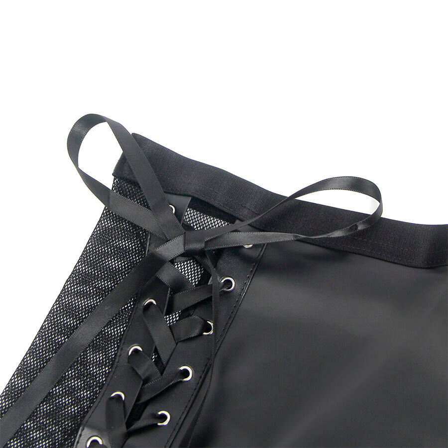 SUBBLIME - 957599 CONJUNTO DE SUTIÃ E SAIA DE COURO PRETO L/XL