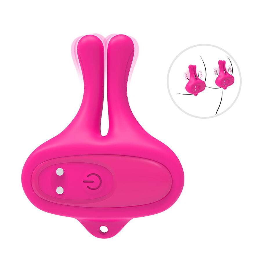ARMONY - GRAMPOS MAGNÉTICOS DE MAMILOS COM VIBRAÇÃO EM FORMA DE COELHO ROSA