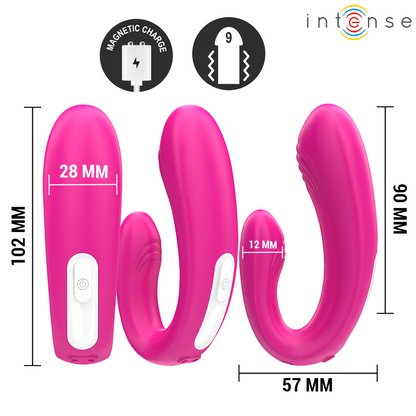 INTENSE - JANET DUAL ESTIMULADOR EM U E VIBRADOR COM CONTROLE REMOTO ROSA