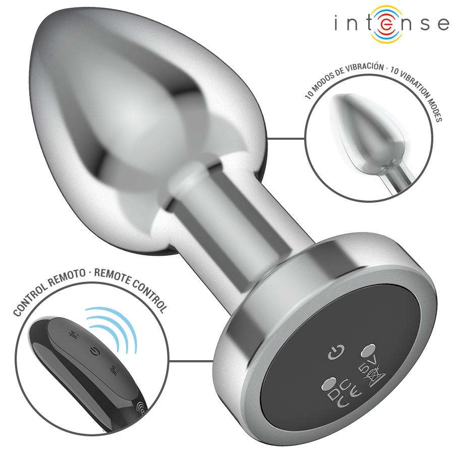 INTENSE - PLUG ANAL 10 VIBRAÇÕES METAL COM CONTROLE REMOTO M