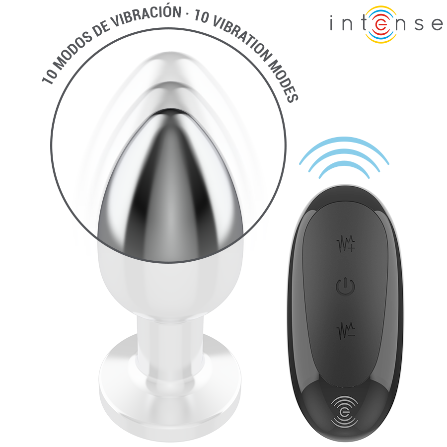 INTENSE - PLUG ANAL 10 VIBRAÇÕES METAL COM CONTROLE REMOTO L