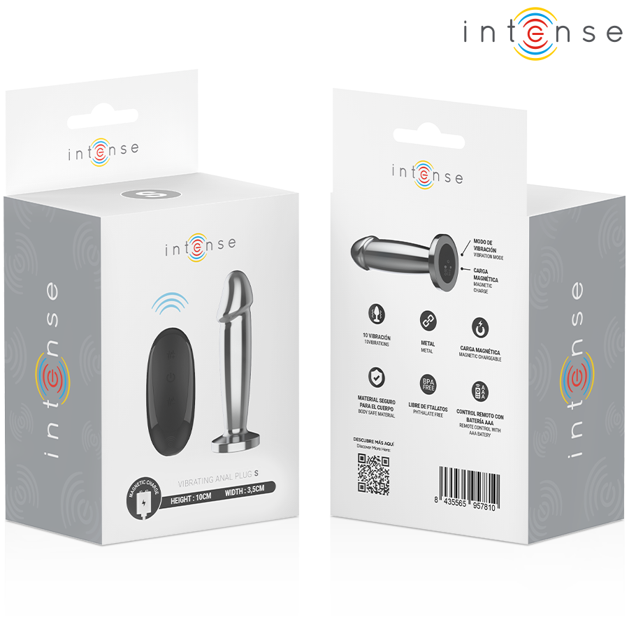 INTENSE - PLUG ANAL 10 VIBRAÇÕES DILDO DE METAL COM CONTROLE REMOTO S