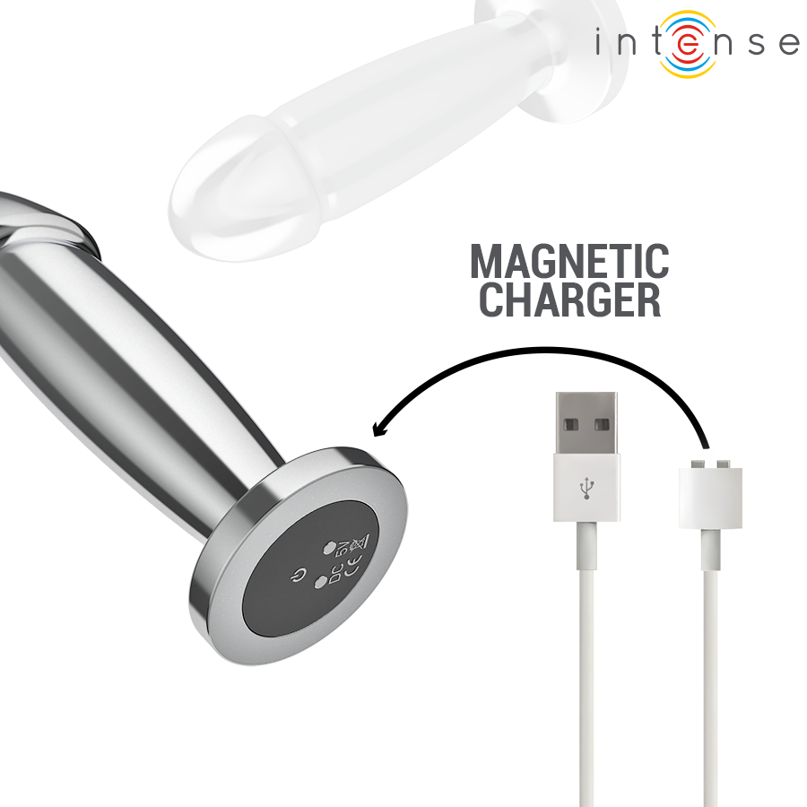 INTENSE - PLUG ANAL 10 VIBRAÇÕES DILDO DE METAL COM CONTROLE REMOTO M