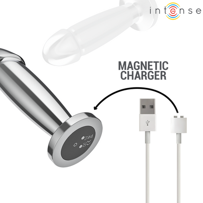 INTENSE - PLUG ANAL 10 VIBRAÇÕES DILDO DE METAL COM CONTROLE REMOTO M