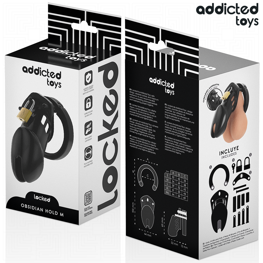 ADDICTED TOYS LOCKED - GAIOLA DE PÊNIS DE OBSIDIANA TAMANHO M