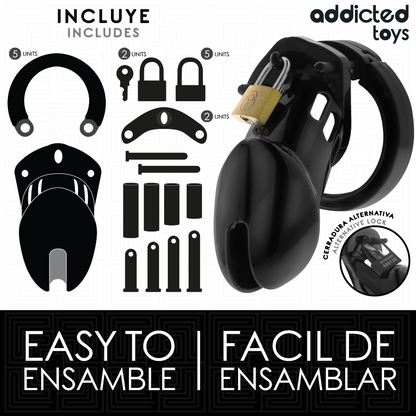 ADDICTED TOYS LOCKED - GAIOLA DE PÊNIS DE OBSIDIANA TAMANHO M