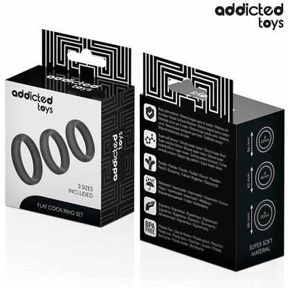 ADDICTED TOYS - CONJUNTO DE ANÉIS PLANOS DE SILICONE