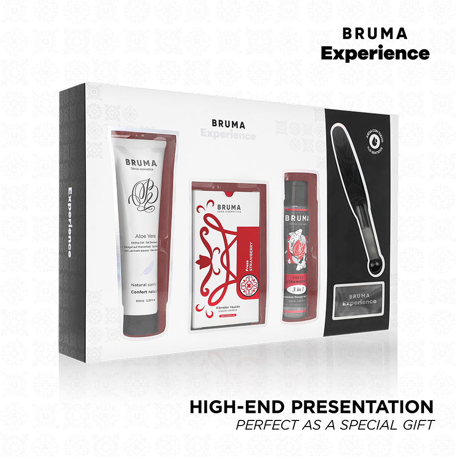 BRUMA XPERIENCE - KIT DE TENTAÇÃO VIBRO-ORGÁSMICA DE MORANGO DOCE