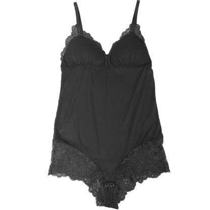 SUBBLIME - TEDDY PRETO FLORAL DETALHE DE RENDA L/XL