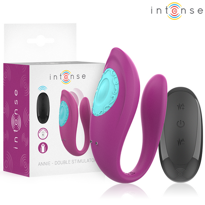 INTENSE - ANNIE VIBRADOR E ESTIMULADOR EM FORMA DE U ROXO CONTROLE REMOTO