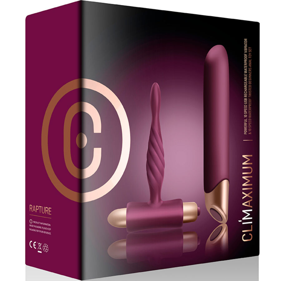 CLIMAXIMUM - KIT RAPTURE VIBRADOR CLÁSSICO + PLUG ANAL PARA INICIANTES