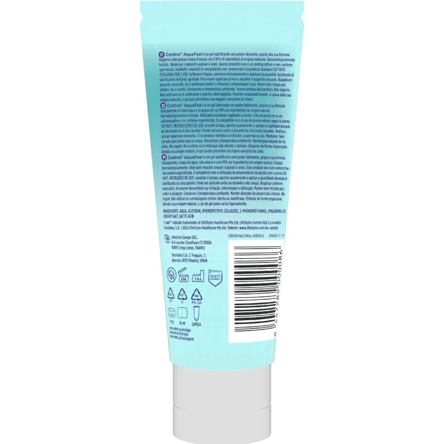 CONTROL - LUBRIFICANTE AQUAFEEL COM ÁCIDO HIALURÔNICO 80 ML