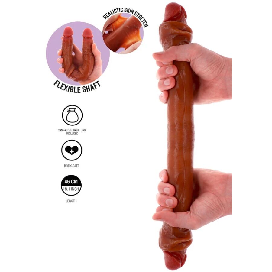 GET REAL - DILDO DE SILICONE DE DUAS PONTAS CARAMELO 46 CM