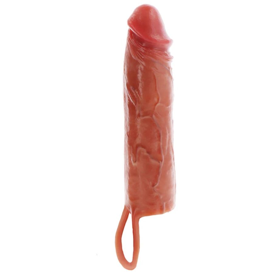 GET REAL - CAPA DE SILICONE PARA PÊNIS HIDRATADA CARAMELO 20 CM