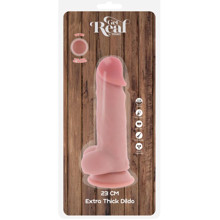 GET REAL - PÊNIS REALISTA DE LUXO COM TESTÍCULOS EXTRA GROSSOS DE 23 CM