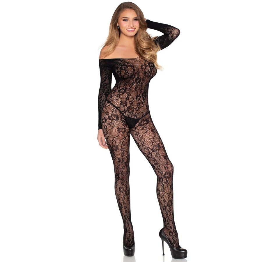 LEG AVENUE - 89366 BODY DE RENDA PRETO - TAMANHO ÚNICO