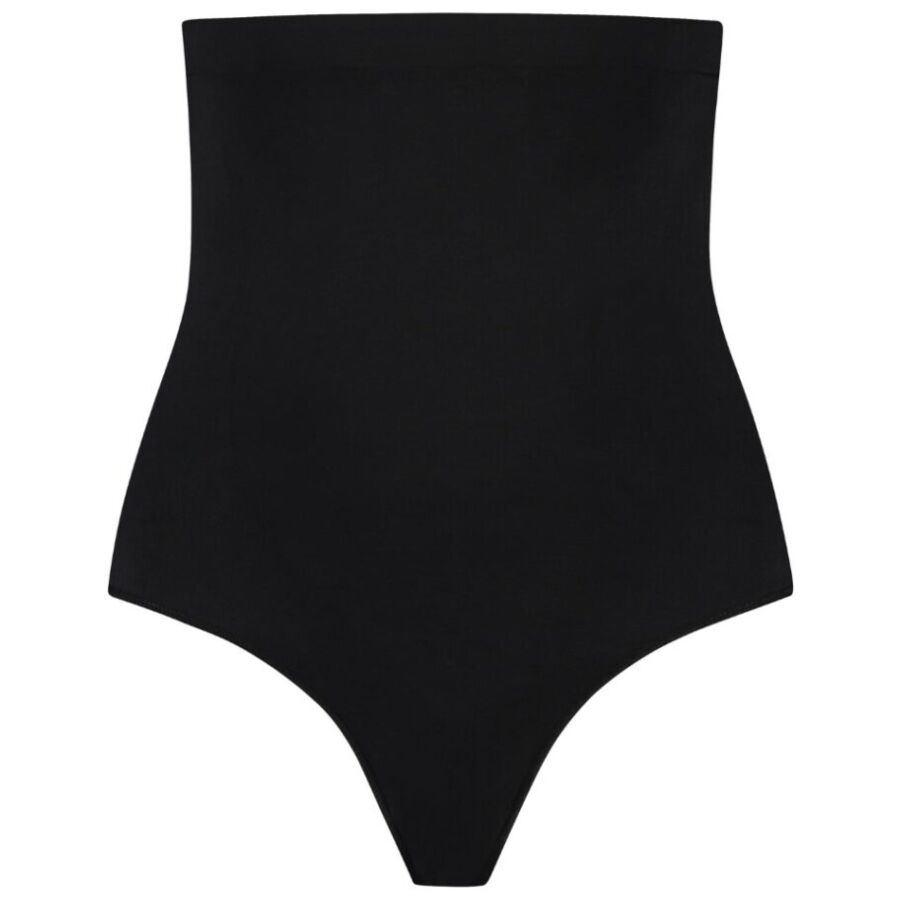 BYE-BRA - SOFT TOUCH SEAMLESS HIGH WAIST THONG BLACK SIZE L