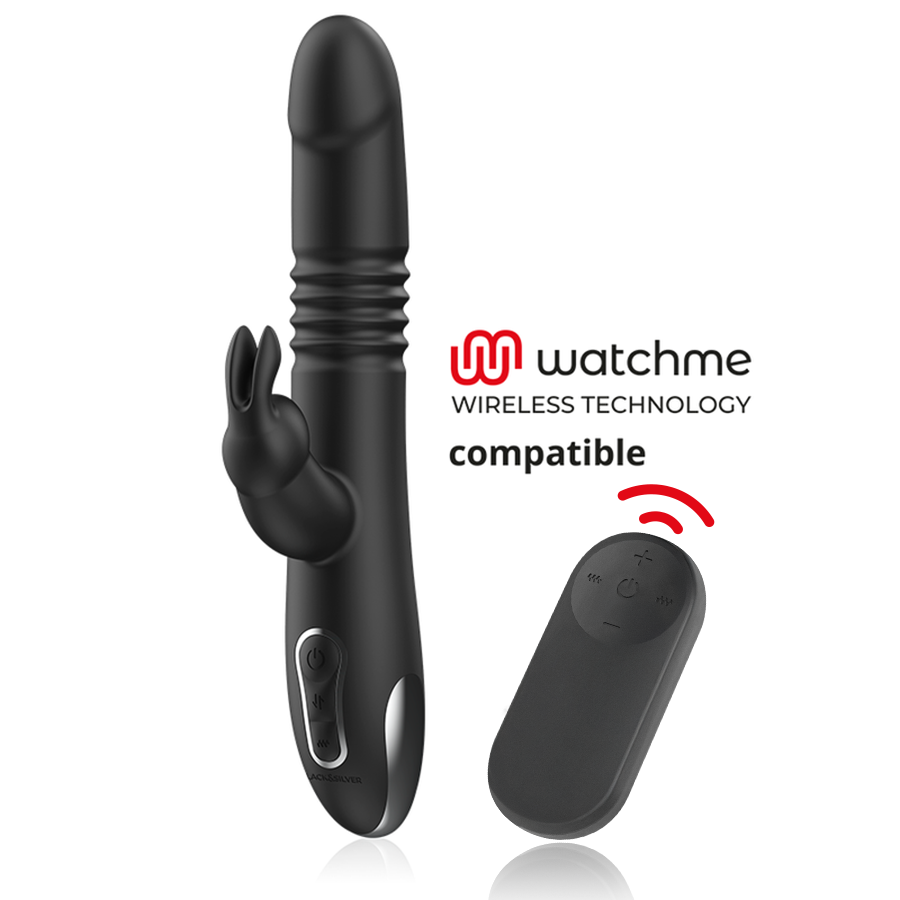 BLACK&SILVER - KENJI VIBRADOR RABBIT UP & DOWN + CONTROLO REMOTO WATCHME