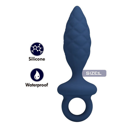 MR PLAY - PLUG ANAL TEXTURIZADO COM ANEL AZUL L