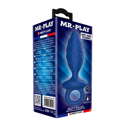 MR PLAY - PLUG ANAL TEXTURIZADO COM ANEL AZUL M