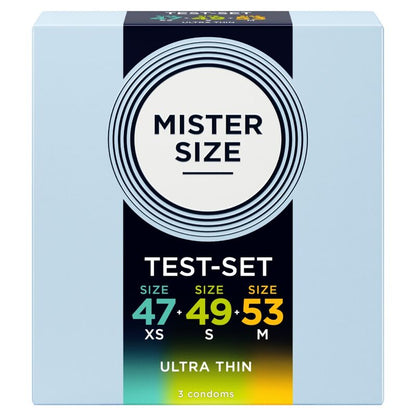 MISTER SIZE - PACOTE DE AMOSTRA DE PRESERVATIVO TAMANHO 47-49-53 MM (3 UNIDADES)