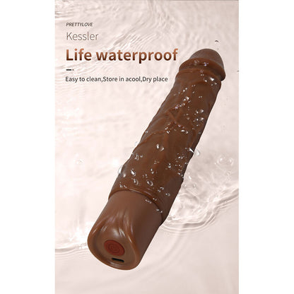 PRETTY LOVE - KESSLER VIBRADOR REALISTA COM 10 MODOS DE VIBRAÇÃO E 10 INTENSIDADES, 22 CM, MARROM
