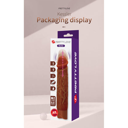 PRETTY LOVE - KESSLER VIBRADOR REALISTA COM 10 MODOS DE VIBRAÇÃO E 10 INTENSIDADES, 22 CM, MARROM
